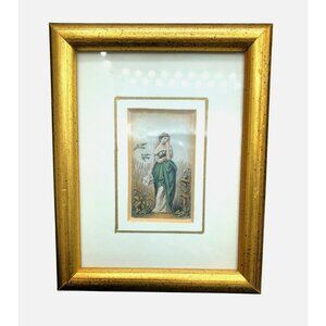 Antique George Baxter Le Blond Needle Print In Gold Frame